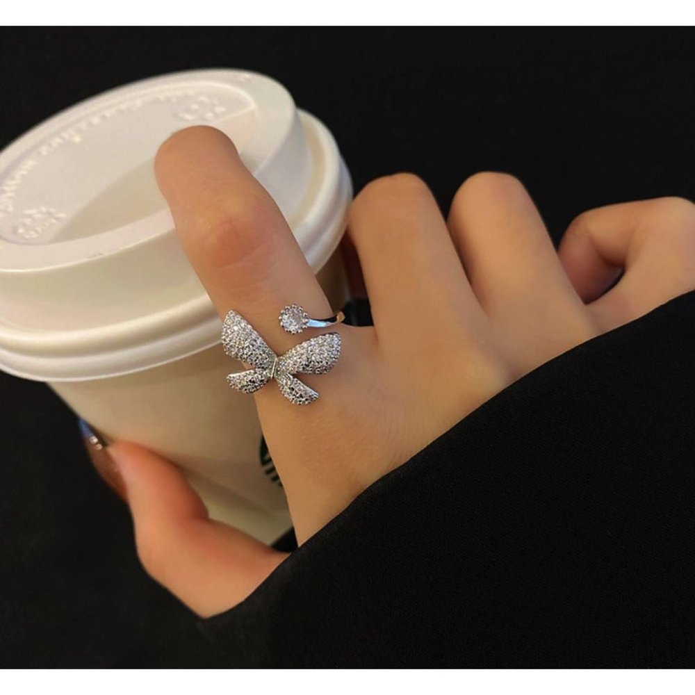 Silver butterfly ring